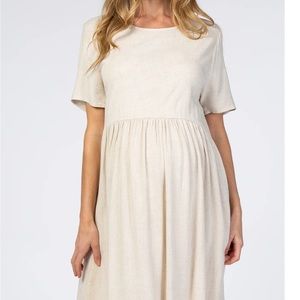 Pinkblush Beige Linen Babydoll Maternity Dress